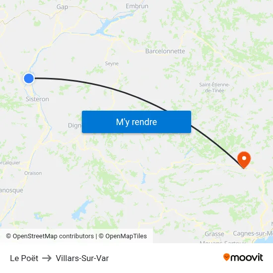 Le Poët to Villars-Sur-Var map