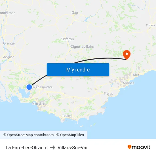 La Fare-Les-Oliviers to Villars-Sur-Var map