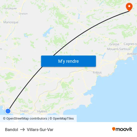 Bandol to Villars-Sur-Var map