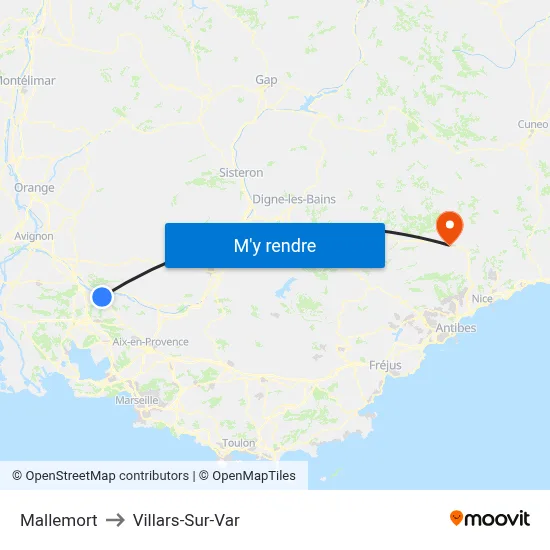 Mallemort to Villars-Sur-Var map