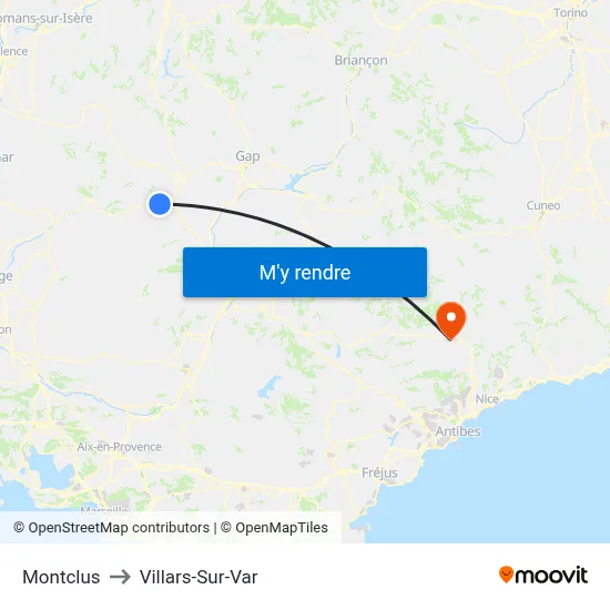 Montclus to Villars-Sur-Var map