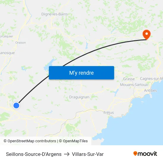 Seillons-Source-D'Argens to Villars-Sur-Var map