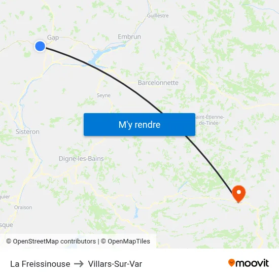 La Freissinouse to Villars-Sur-Var map