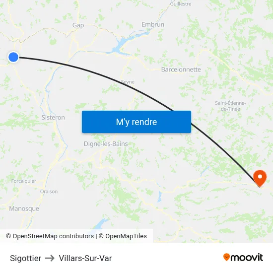 Sigottier to Villars-Sur-Var map