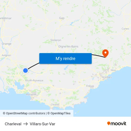 Charleval to Villars-Sur-Var map