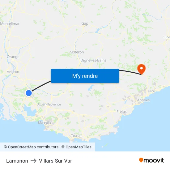 Lamanon to Villars-Sur-Var map