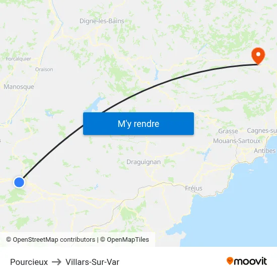 Pourcieux to Villars-Sur-Var map