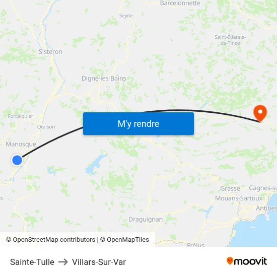 Sainte-Tulle to Villars-Sur-Var map