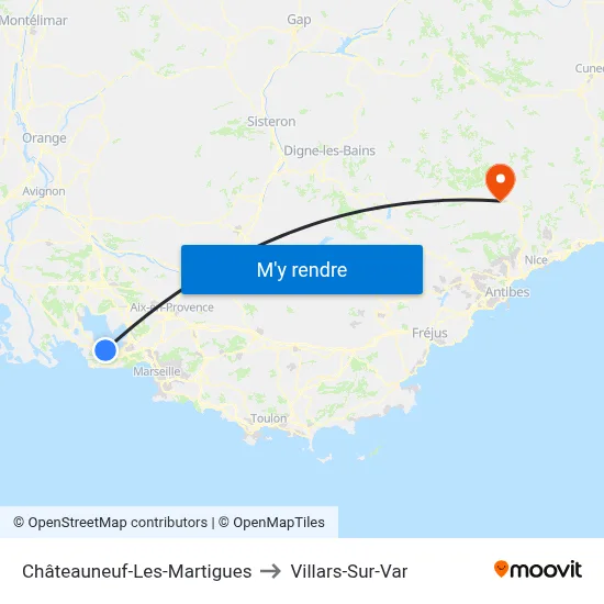 Châteauneuf-Les-Martigues to Villars-Sur-Var map