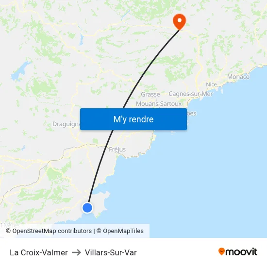 La Croix-Valmer to Villars-Sur-Var map