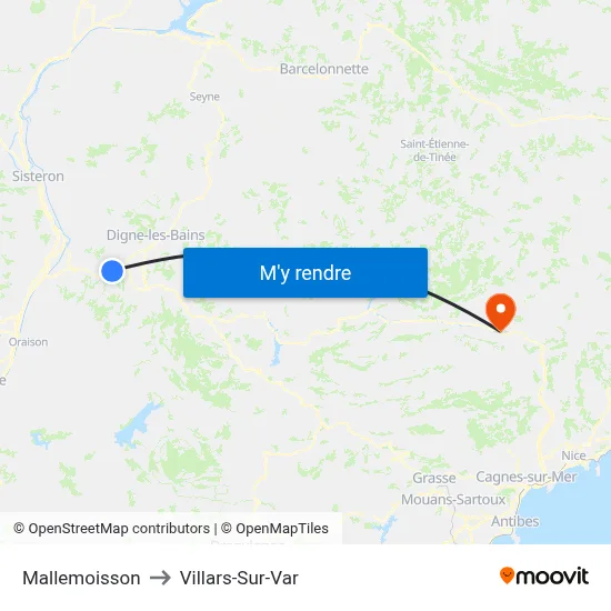 Mallemoisson to Villars-Sur-Var map