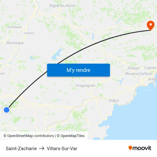 Saint-Zacharie to Villars-Sur-Var map
