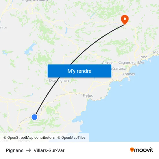 Pignans to Villars-Sur-Var map