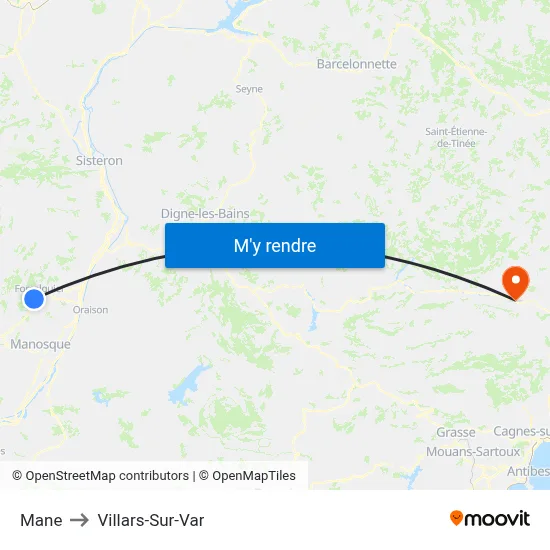 Mane to Villars-Sur-Var map