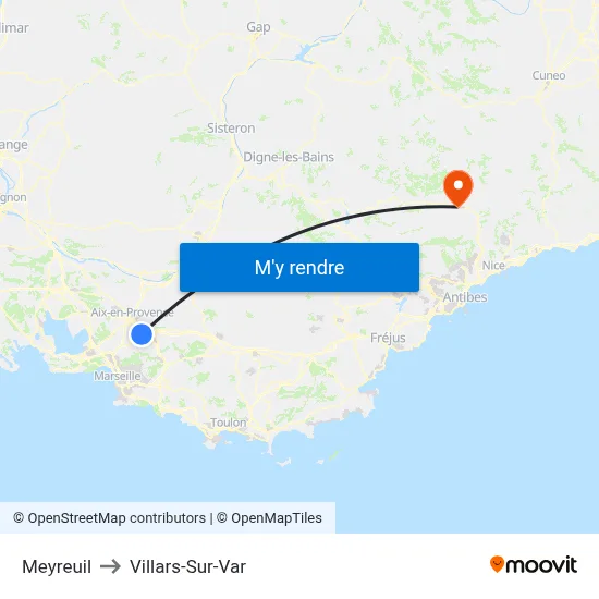 Meyreuil to Villars-Sur-Var map