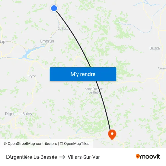 L'Argentière-La-Bessée to Villars-Sur-Var map