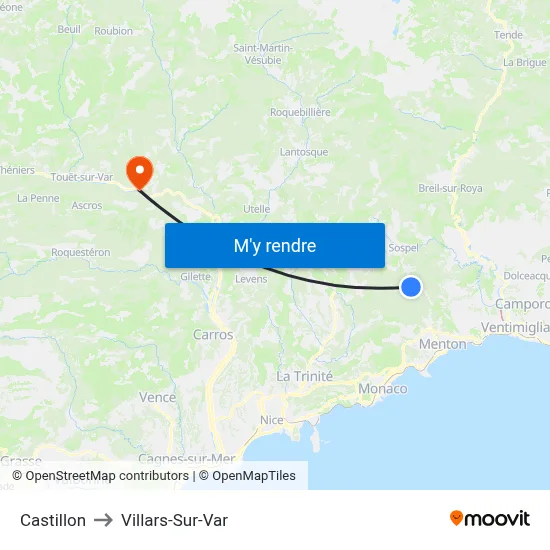 Castillon to Villars-Sur-Var map