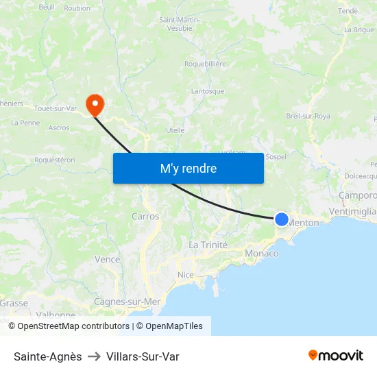 Sainte-Agnès to Villars-Sur-Var map