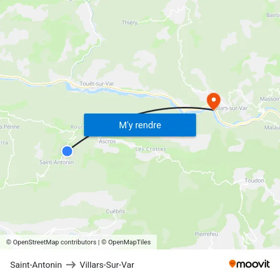 Saint-Antonin to Villars-Sur-Var map