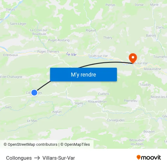 Collongues to Villars-Sur-Var map