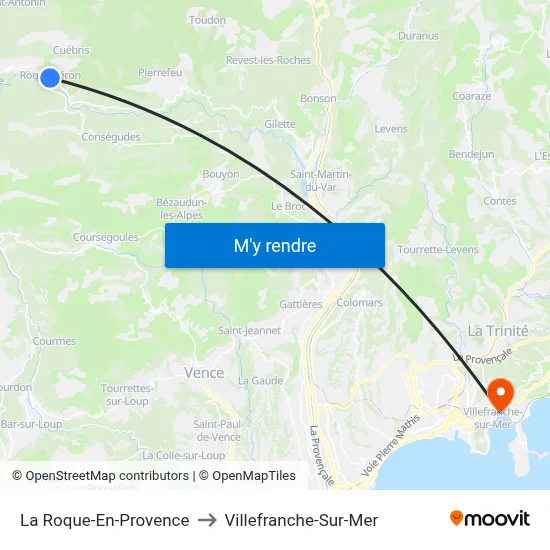 La Roque-En-Provence to Villefranche-Sur-Mer map