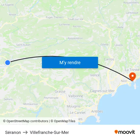 Séranon to Villefranche-Sur-Mer map