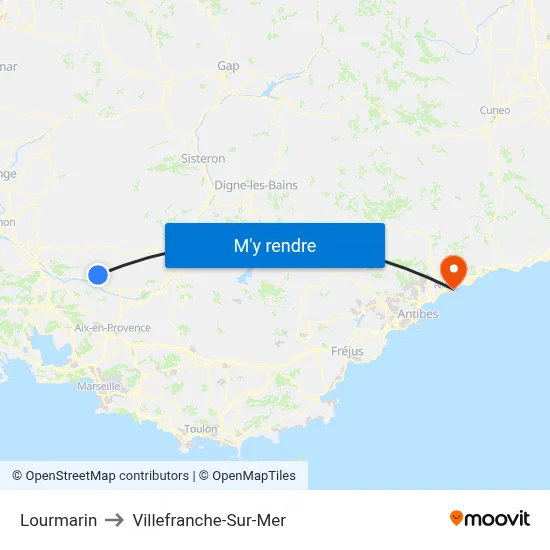 Lourmarin to Villefranche-Sur-Mer map