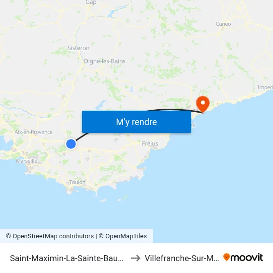 Saint-Maximin-La-Sainte-Baume to Villefranche-Sur-Mer map