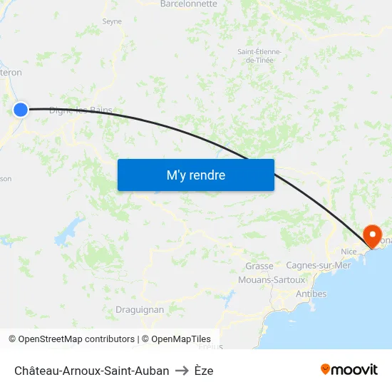 Château-Arnoux-Saint-Auban to Èze map