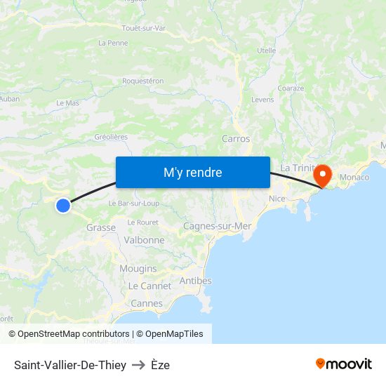 Saint-Vallier-De-Thiey to Èze map