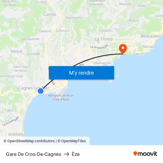 Gare De Cros-De-Cagnes to Èze map