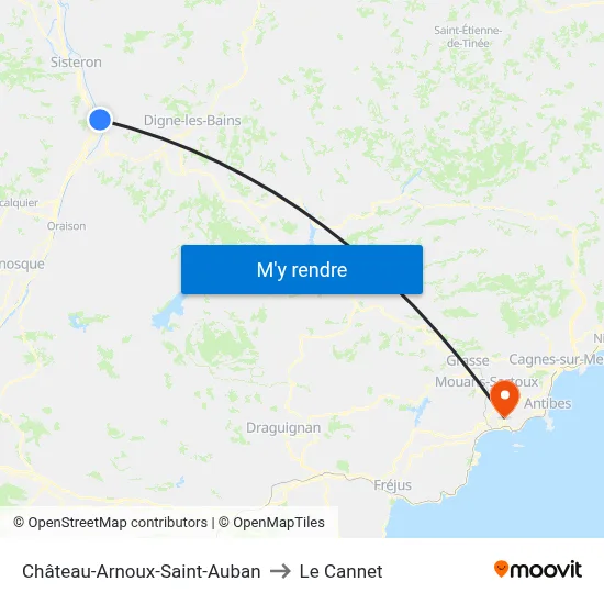 Château-Arnoux-Saint-Auban to Le Cannet map
