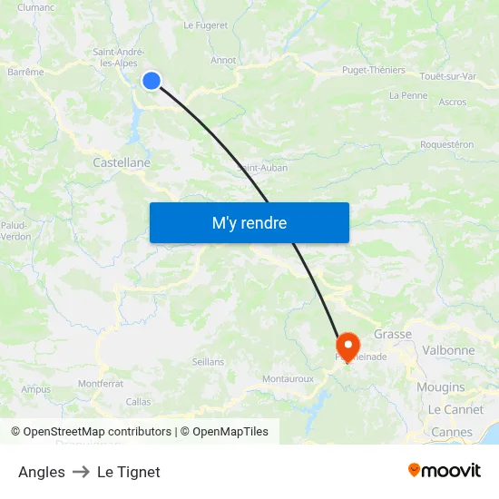 Angles to Le Tignet map