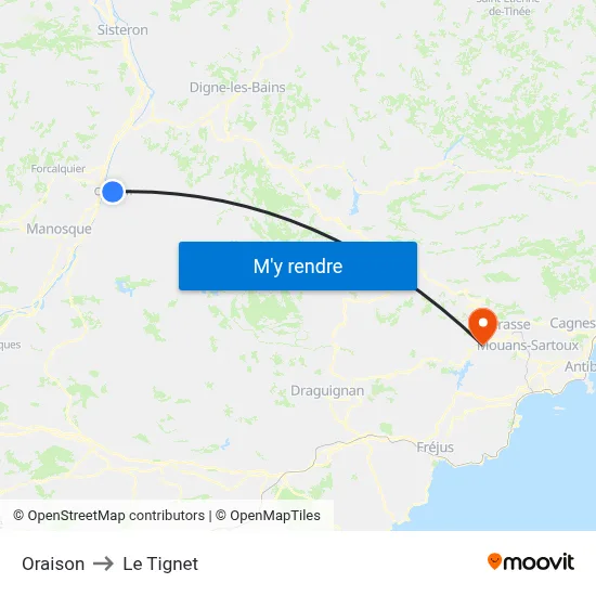 Oraison to Le Tignet map
