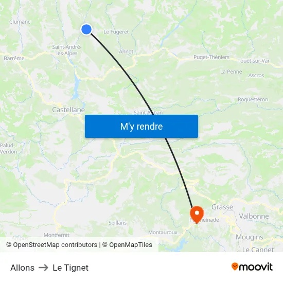 Allons to Le Tignet map