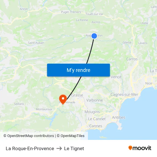 La Roque-En-Provence to Le Tignet map