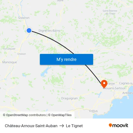 Château-Arnoux-Saint-Auban to Le Tignet map