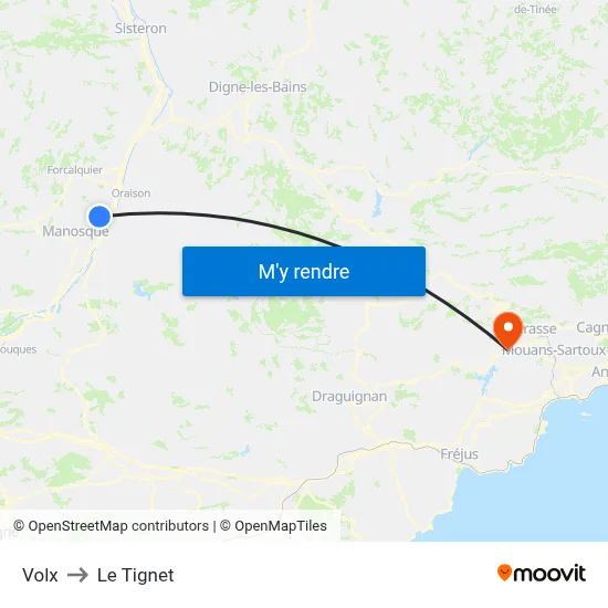 Volx to Le Tignet map