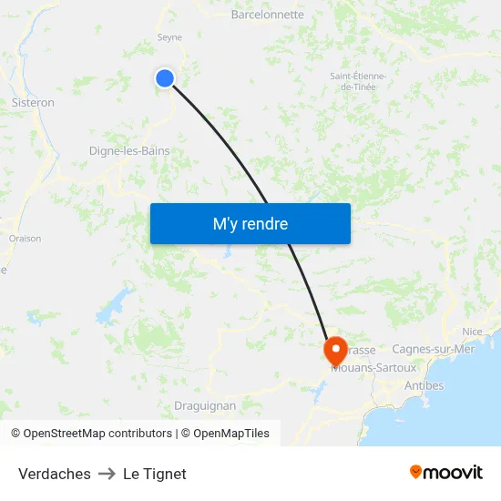 Verdaches to Le Tignet map