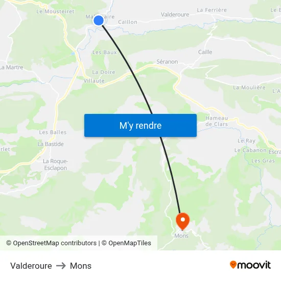 Valderoure to Mons map