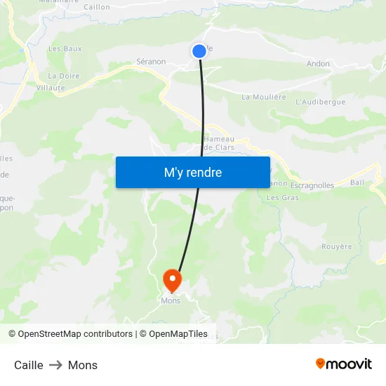 Caille to Mons map