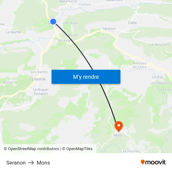 Seranon to Mons map