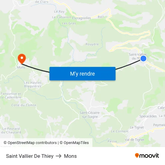 Saint Vallier De Thiey to Mons map