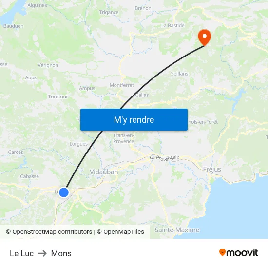 Le Luc to Mons map