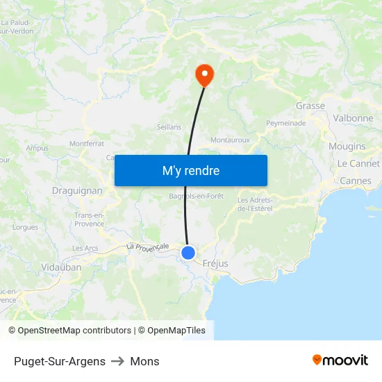 Puget-Sur-Argens to Mons map