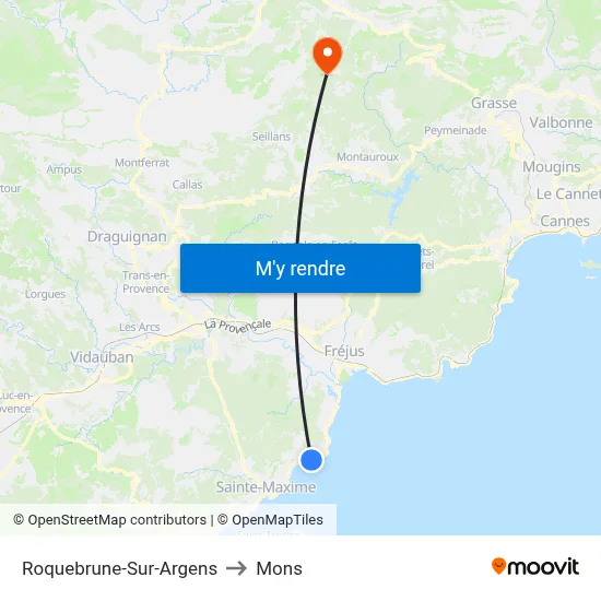 Roquebrune-Sur-Argens to Mons map