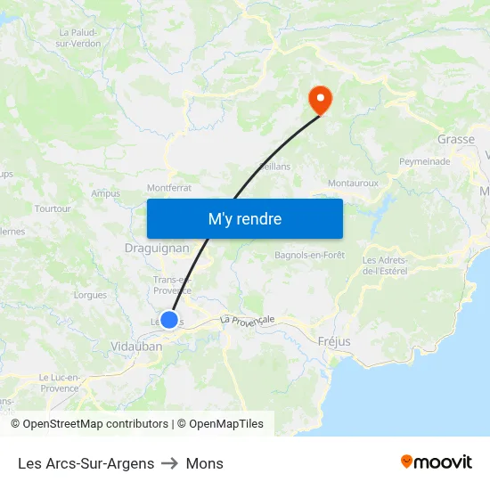 Les Arcs-Sur-Argens to Mons map