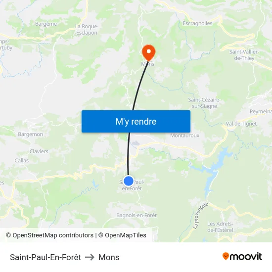 Saint-Paul-En-Forêt to Mons map