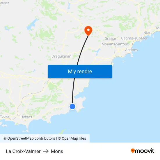 La Croix-Valmer to Mons map