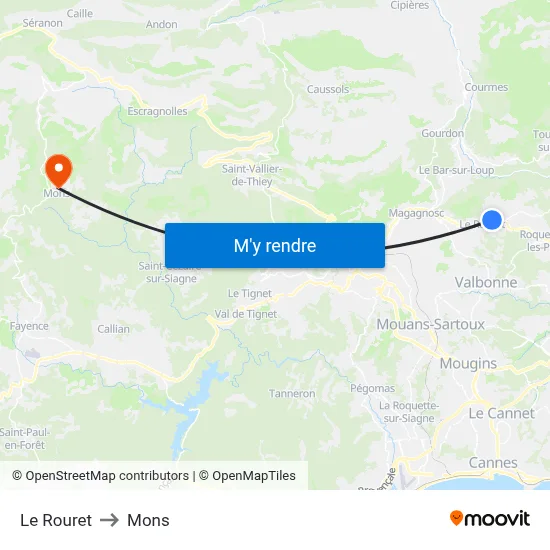 Le Rouret to Mons map